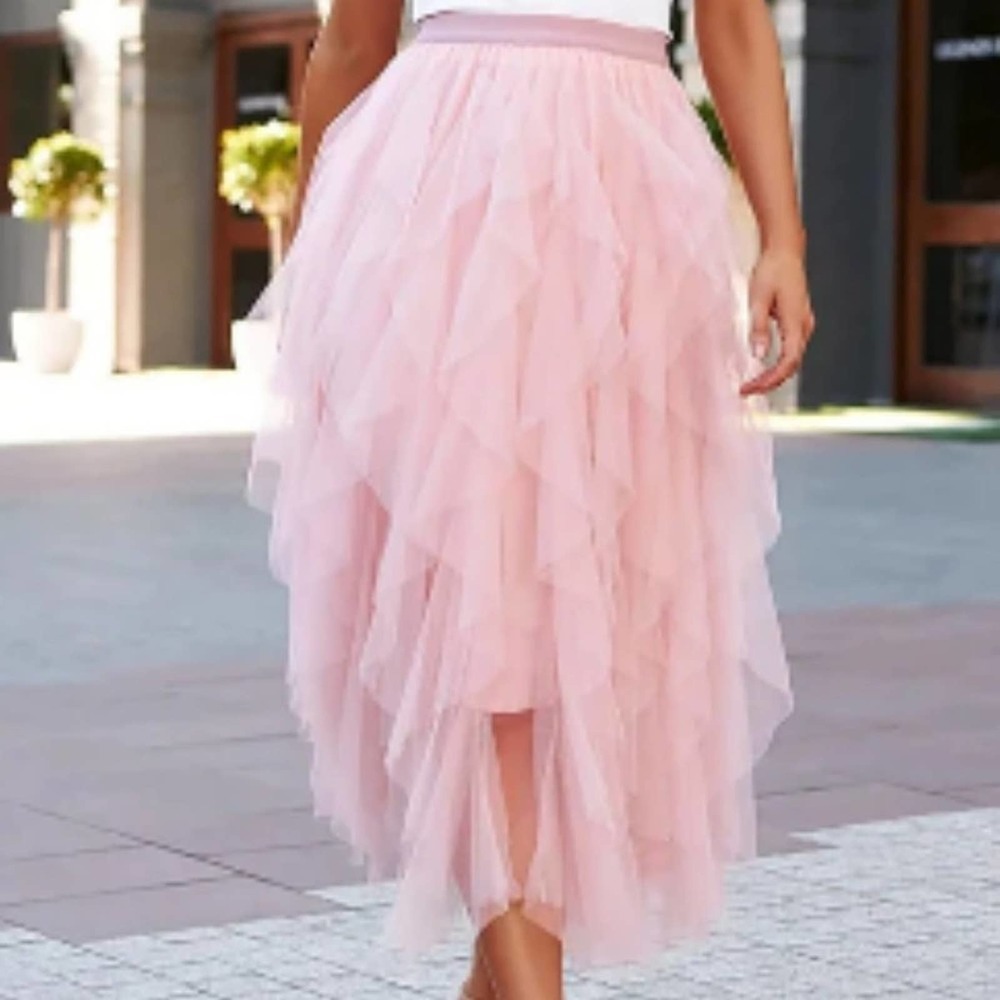 A-line Long Tulle Skirt Pink NWOT - Picture 1 of 6